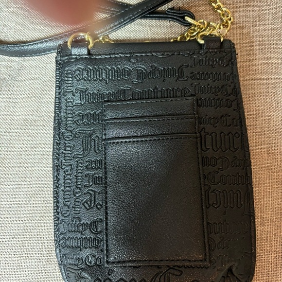 2/$30 Juicy Couture Mini Crossbody Phone-Bag Embossed Signature Logo Black - Picture 3 of 7